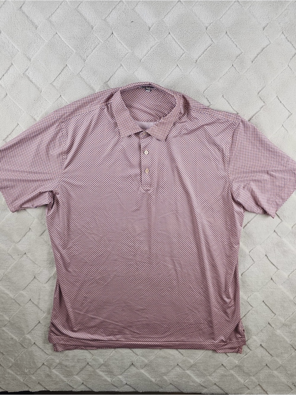 Peter Millar Summer Comfort Polo Shirt Mens Extra Large Pink Micro-Pattern